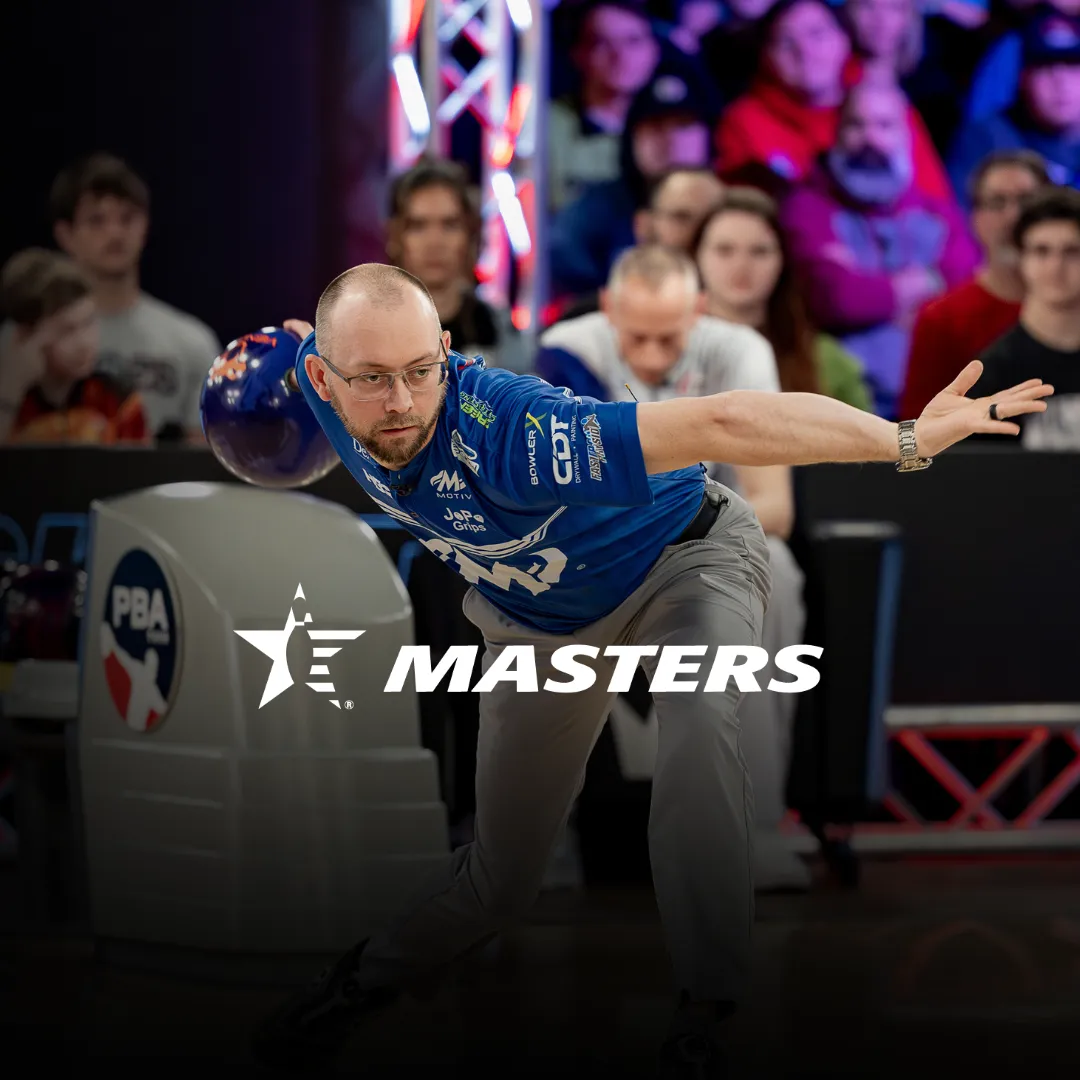 EJ Tackett bowling during USBC Masters 2026 match play at Thunderbowl Lanes