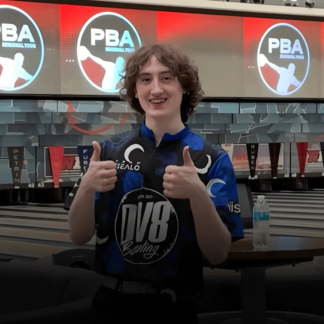 Deo Benard celebrating victory at the 2025 PBA Regional Players Invitational at the National Bowling Stadium in Reno