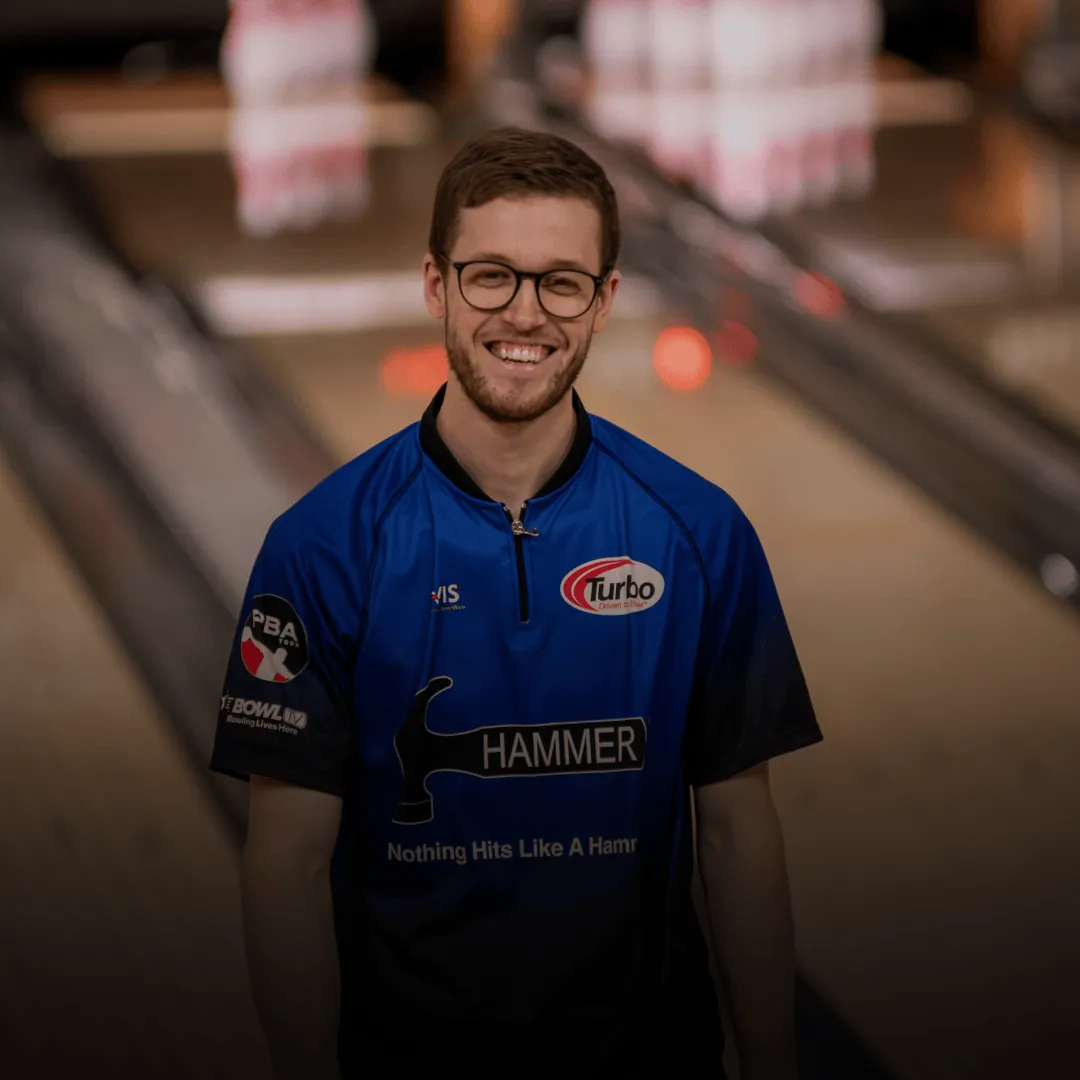 Pontus Andersson competing for Sweden during an international bowling championship.