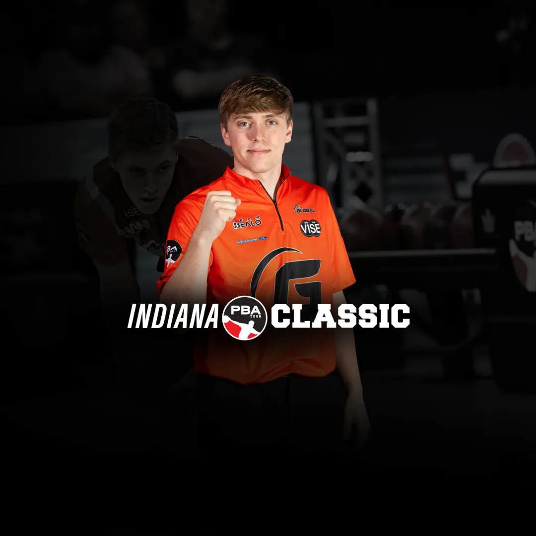 Tournament leader Ryan Barnes releasing a shot during the PBA Indiana Classic qualifying rounds.