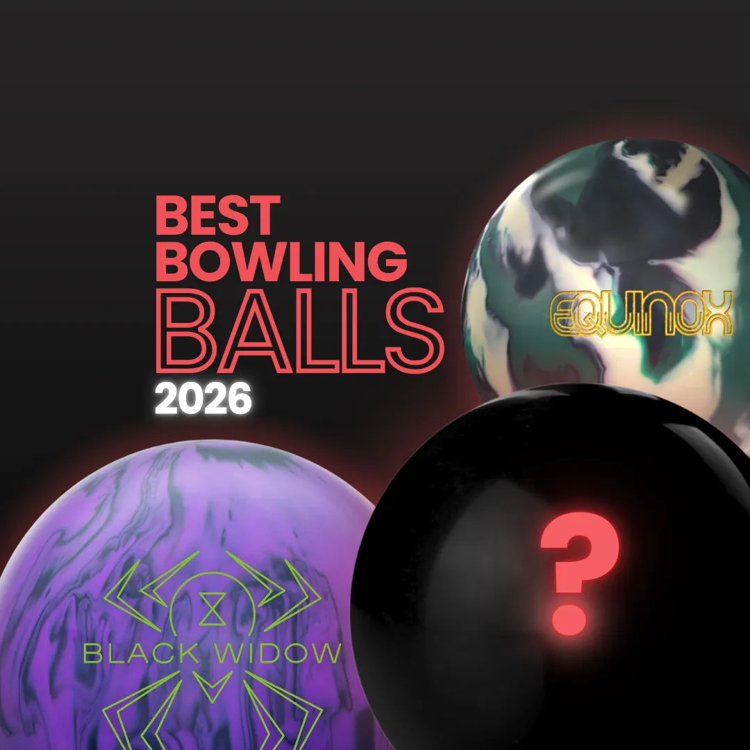 Best Bowling Balls 2026 thumbnail featuring Storm Equinox Solid, Hammer Black Widow 3.0 Dynasty and a hidden mystery ball with a red question mark