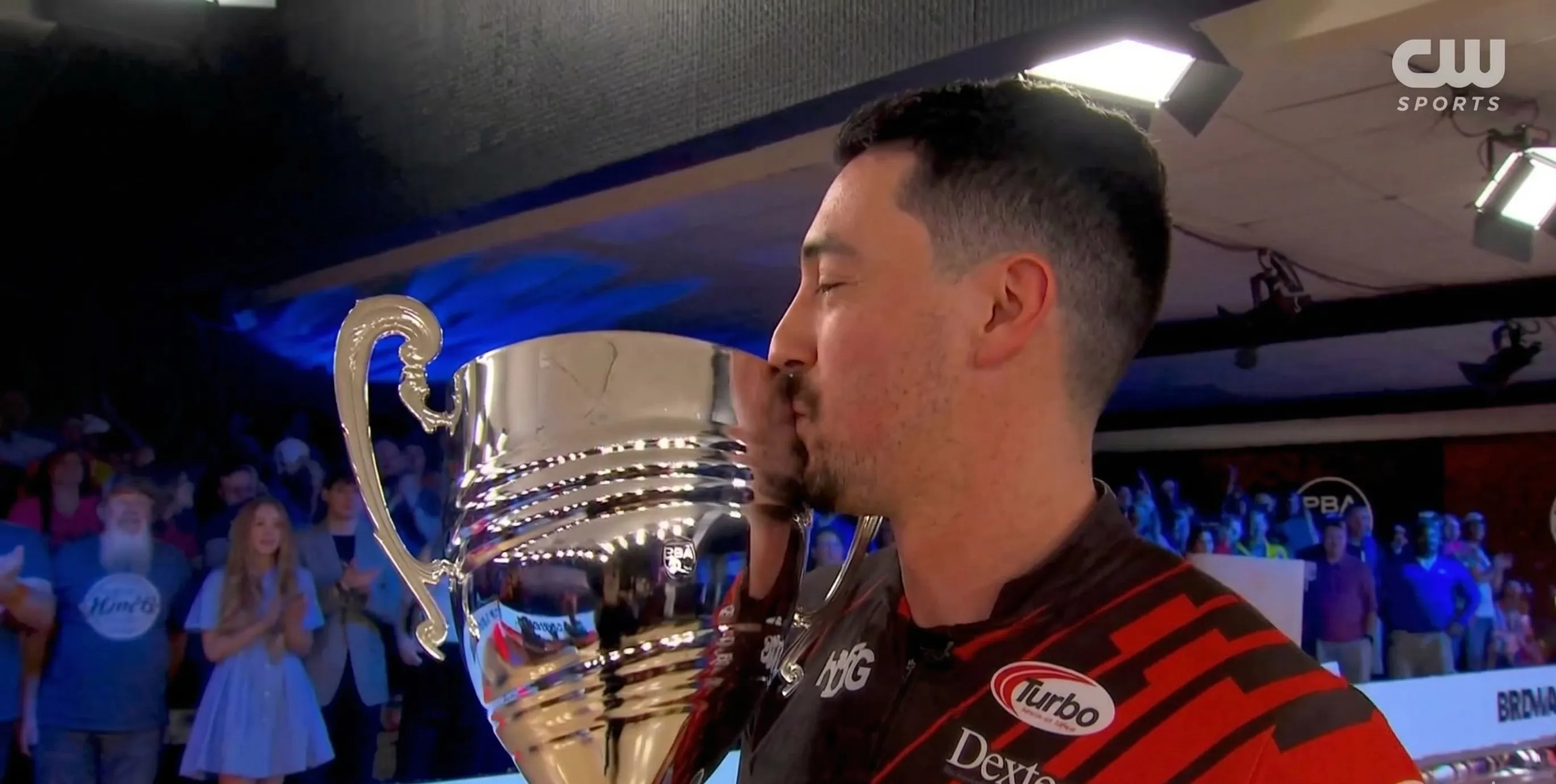 Marshall Kent looking relieved after the final frame of a difficult championship match at David Small’s Pro Bowl West.