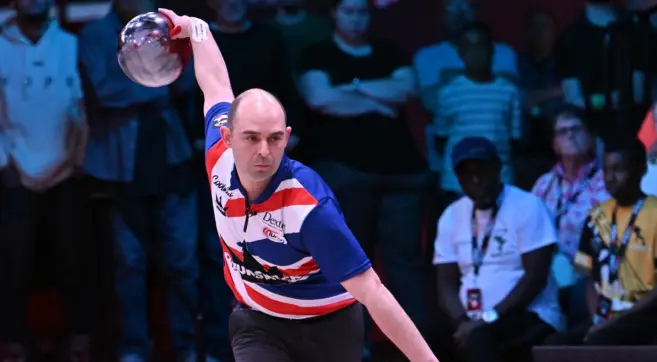 England's Dom Barrett with a chance to advance to the Roth/Holman PBA Doubles Championship finals