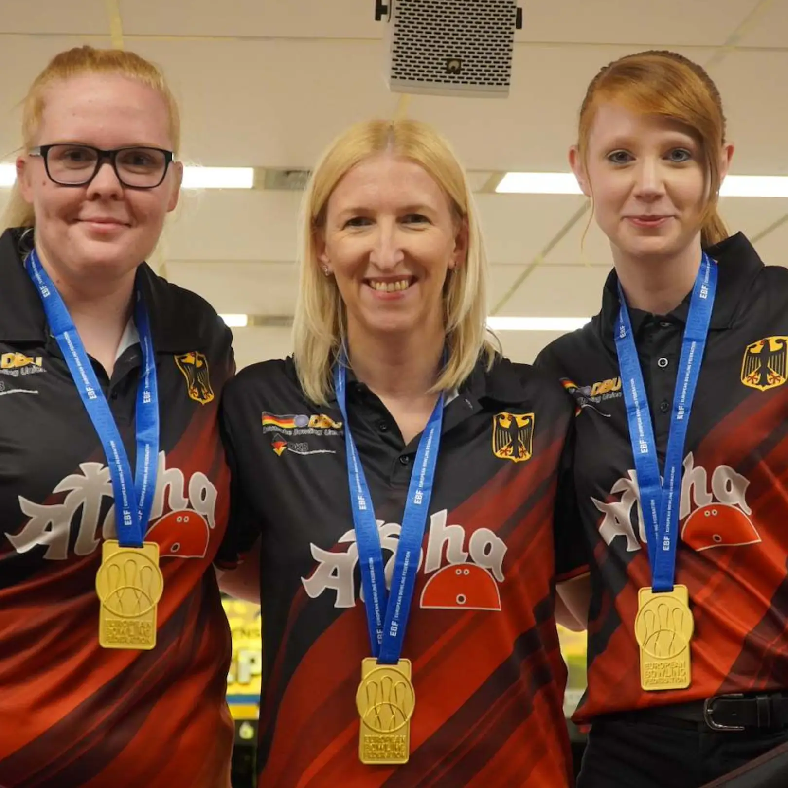 Germany celebrating European Women’s Championships Trios gold after defeating Denmark in Odense