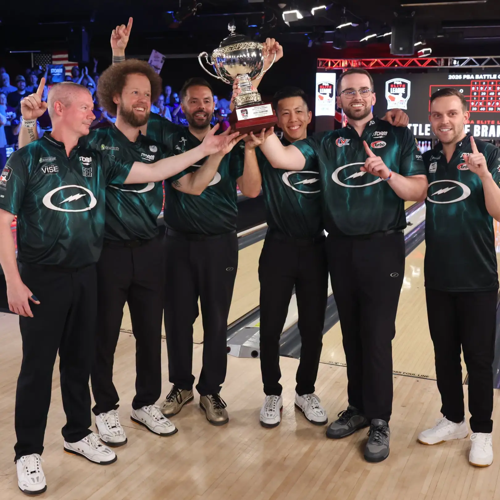 Storm team celebrating another Manufacturer’s Cup title at the PBA Elite League Battle of the Brands
