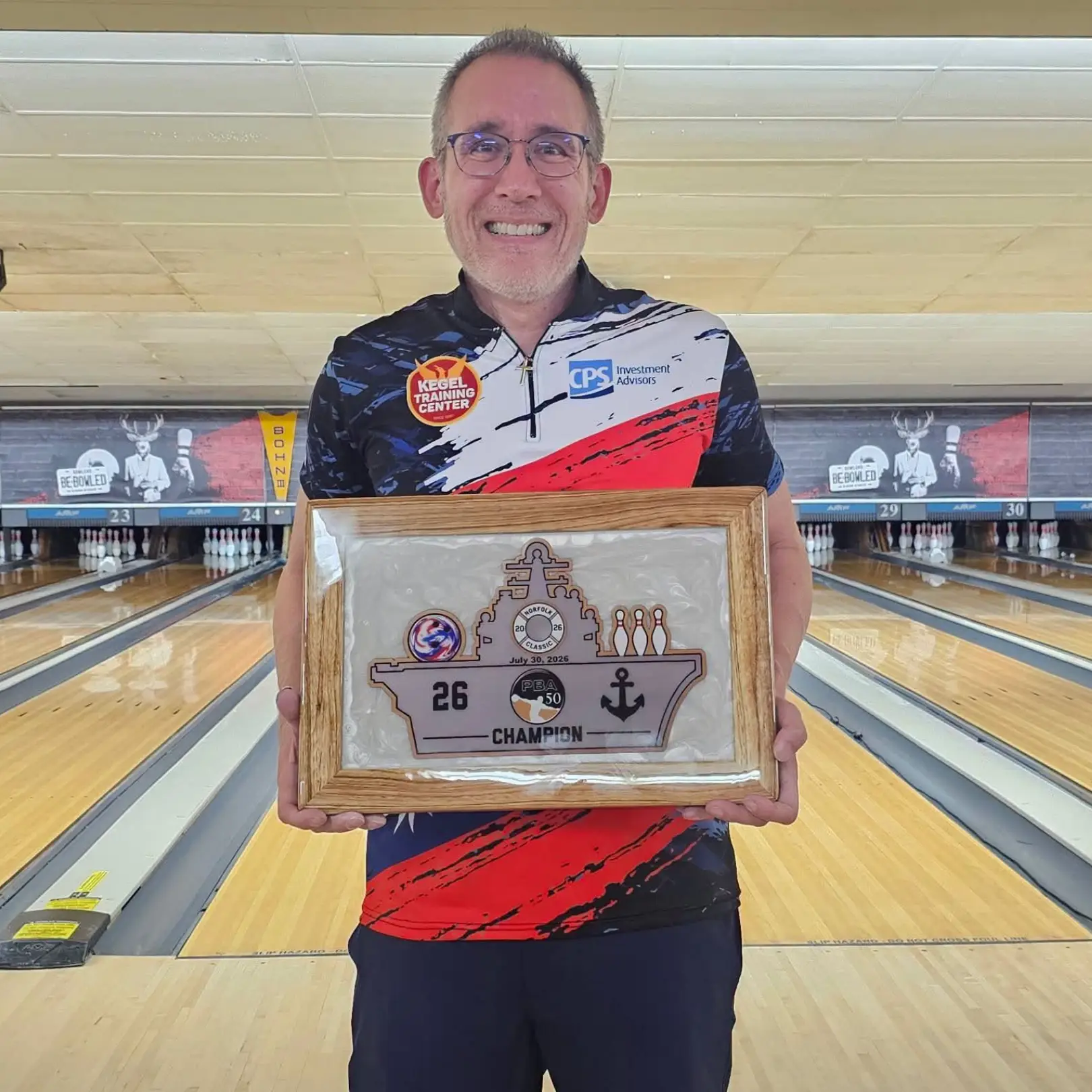 John Janawicz competing during his victory at the PBA50 Norfolk Classic