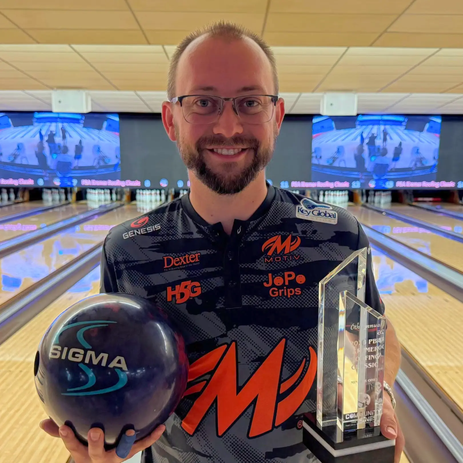 EJ Tackett after winning the 2026 PBA Kremer Roofing Central Classic in Minster, Ohio