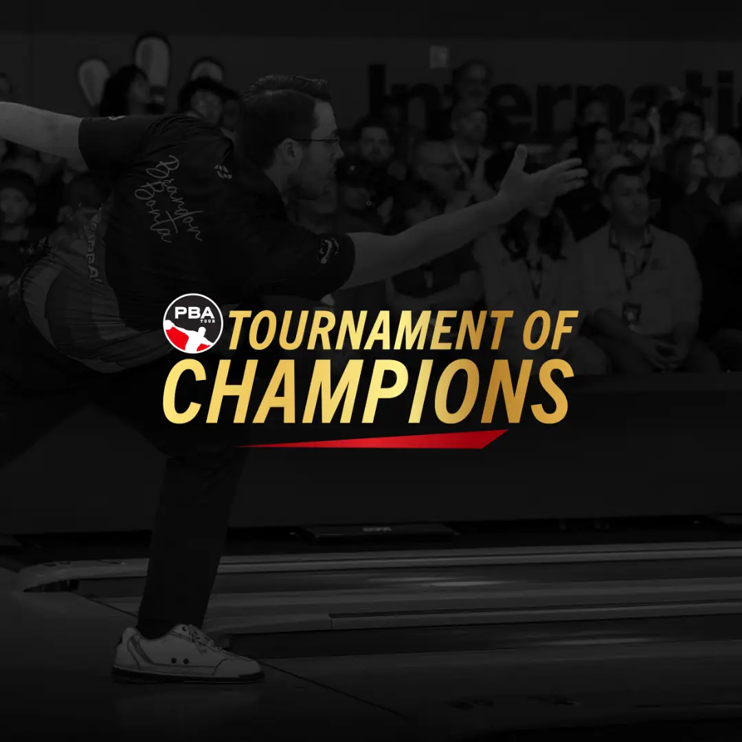 PBA Tournament of Champions logo and a bowler bowling in the background