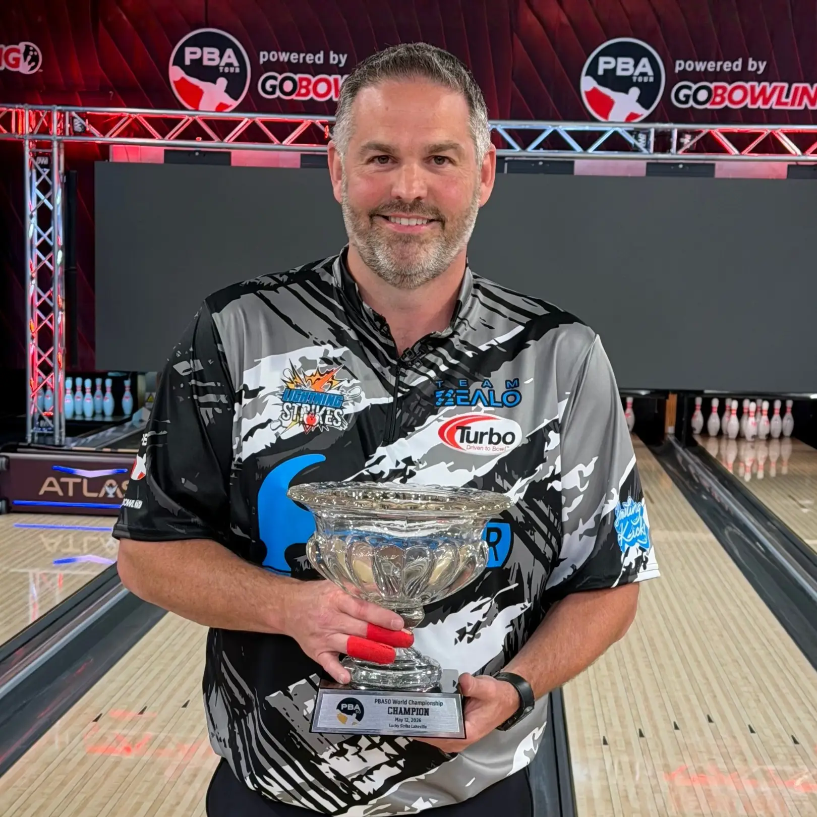 Tom Daugherty bowling against Mika Koivuniemi during PBA50 World Championship final