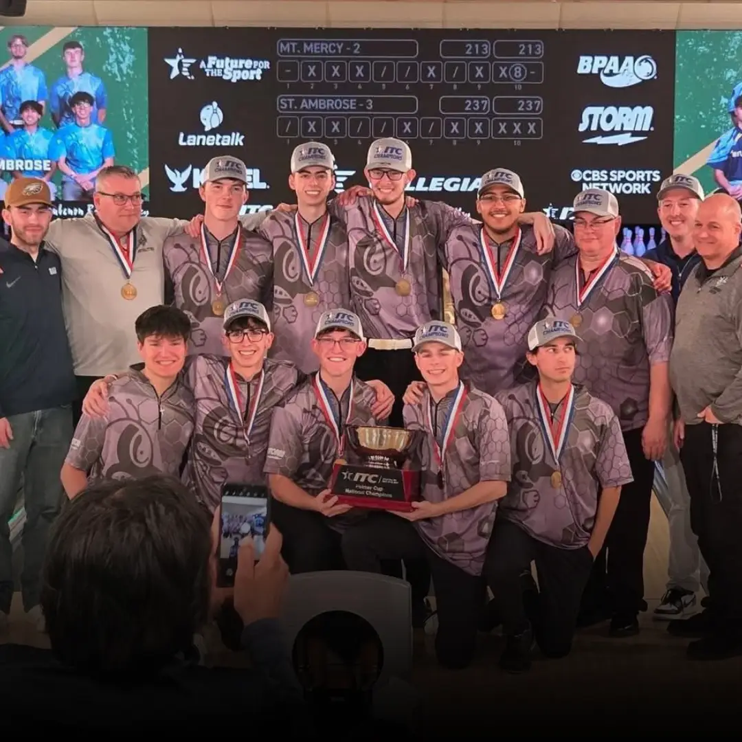 Jacksonville State and St. Ambrose celebrate after winning the Intercollegiate Team Championships in Green Bay