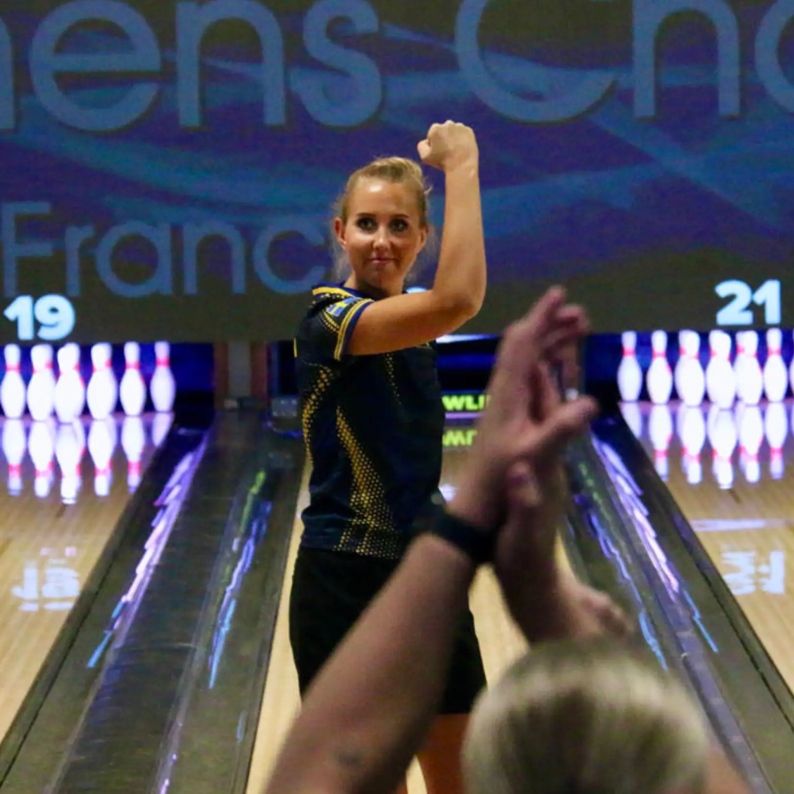 Jenny Wegner competing in the Swedish national team jersey